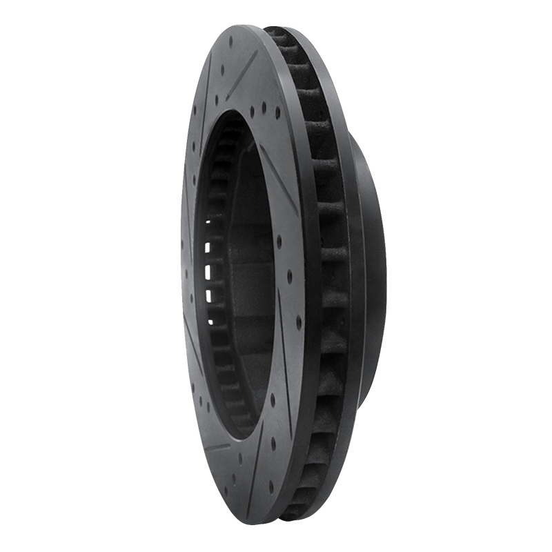 Chevrolet Suburban Brake Rotor (1) - Front Right - R1 Concepts - Drilled & Slotted - Black - `88-`00